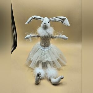 Stuffed Shelf Sitter 9"H Ballerina Bunny With Long Legs, Beige